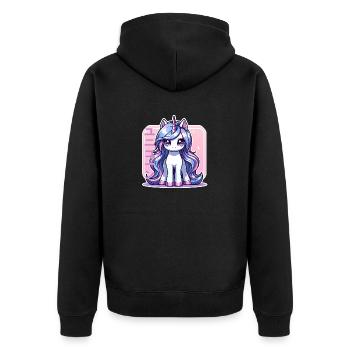 Licorne avec lettrage japonais - Veste à capuche bio Premium Unisexe - noir - Dos - Nico (187cm)