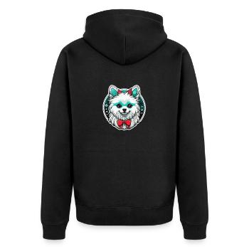 Pomeranian Christmas Illustration - Unisex Premium Organic Zip Hoodie - black - Back - Nico (187cm)