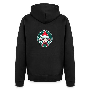 Elf Christmas Illustration - Unisex Premium Organic Zip Hoodie - black - Back - Nico (187cm)