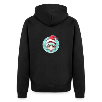 Elf Christmas Illustration - Unisex Premium Organic Zip Hoodie - black - Back - Nico (187cm)