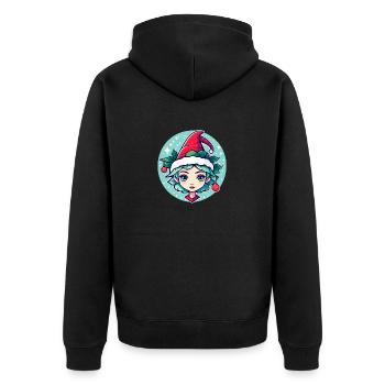 Elf Christmas Illustration - Unisex Premium Organic Zip Hoodie - black - Back - Nico (187cm)