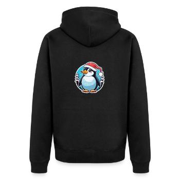 Penguin Christmas Illustration - Unisex Premium Organic Zip Hoodie - black - Back - Nico (187cm)