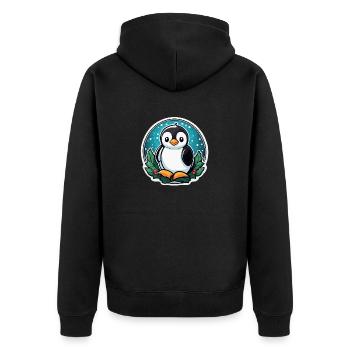 Penguin Christmas Illustration - Unisex Premium Organic Zip Hoodie - black - Back - Nico (187cm)