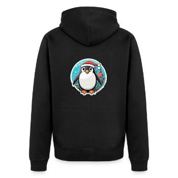 Penguin Christmas Illustration - Unisex Premium Organic Zip Hoodie - black - Back - Nico (187cm)