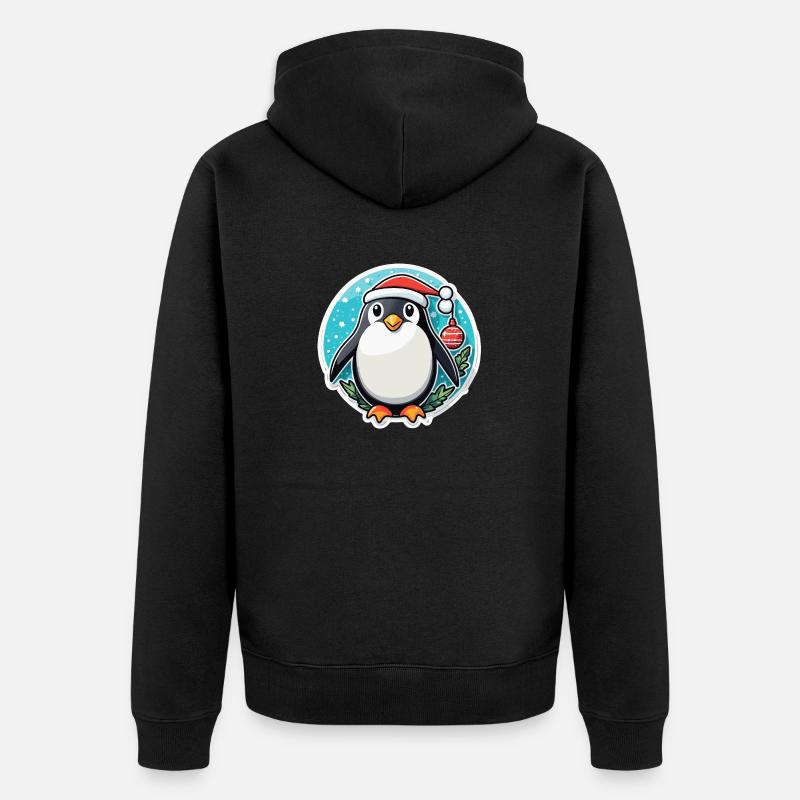 Illustration de Noël pingouin - Veste à capuche bio Premium Unisexe - noir