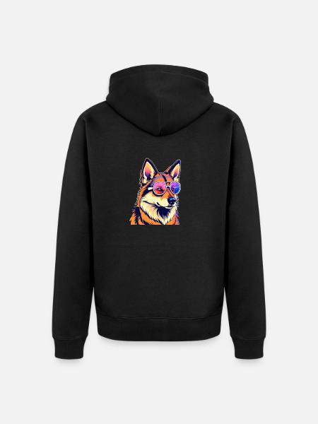 German Shepherd Illustration - Unisex Premium Organic Zip Hoodie - black