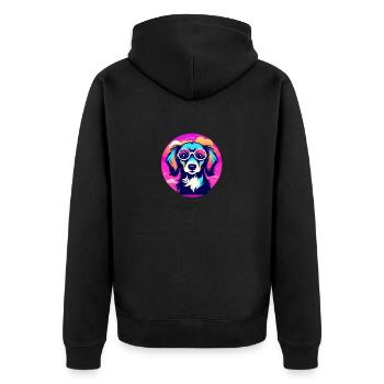 Dackel Hund Illustration - Unisex Premium Bio Zip Hoodie - Schwarz - Hinten - Nico (187cm)