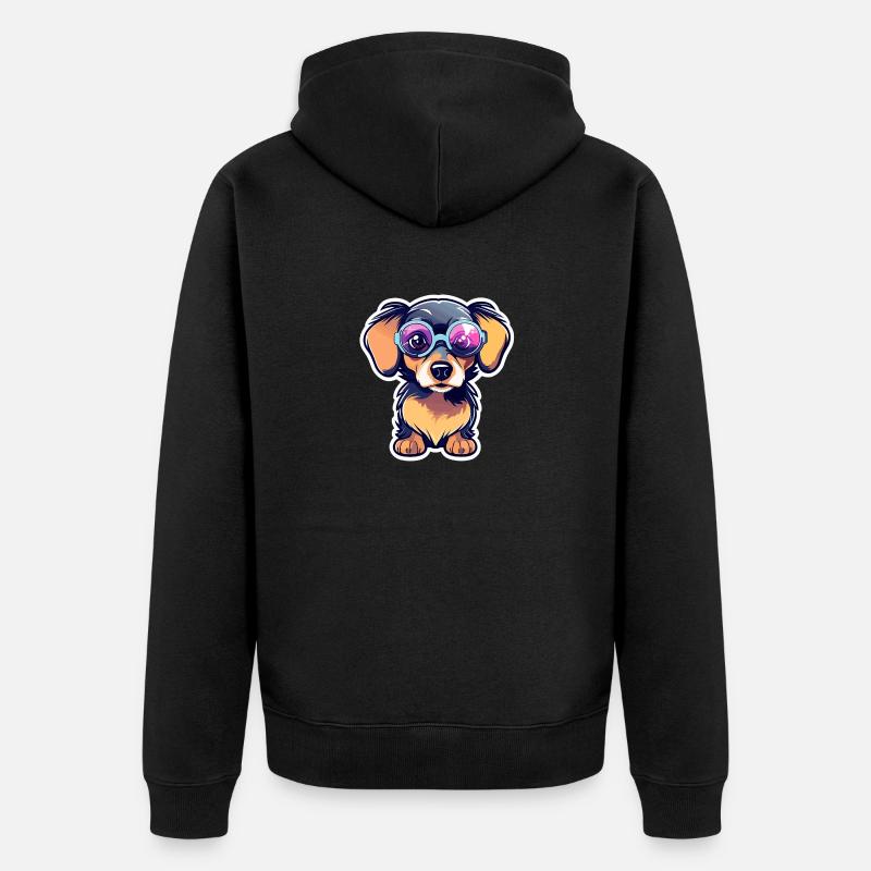 Illustration de chien teckel - Veste à capuche bio Premium Unisexe - noir