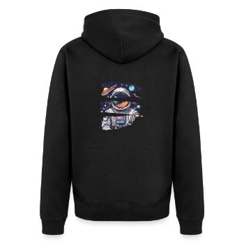 Futuristische Astronauten-Weltraumszene - Unisex Premium Bio Zip Hoodie - Schwarz - Hinten - Nico (187cm)