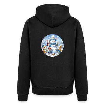 Des souris construisent un bonhomme de neige - Veste à capuche bio Premium Unisexe - noir - Dos - Nico (187cm)