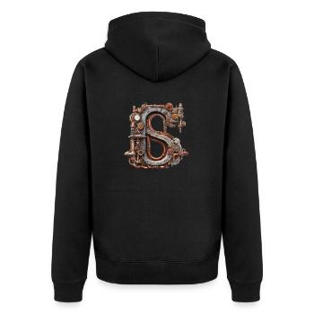 Abstract Futuristic Illustrations Symbols Words - Unisex Premium Organic Zip Hoodie - black - Back - Nico (187cm)