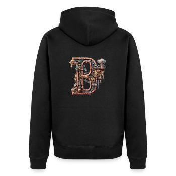 Abstract Futuristic Illustrations Symbols Words - Unisex Premium Organic Zip Hoodie - black - Back - Nico (187cm)