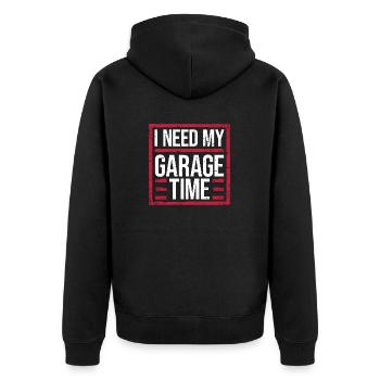 I Need My Garage Time Lustiger Mechaniker Spruch - Unisex Premium Bio Zip Hoodie - Schwarz - Hinten - Nico (187cm)
