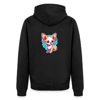 Chihuahua Dog Drawing - Unisex Premium Organic Zip Hoodie - black - Back - Nico (187cm)