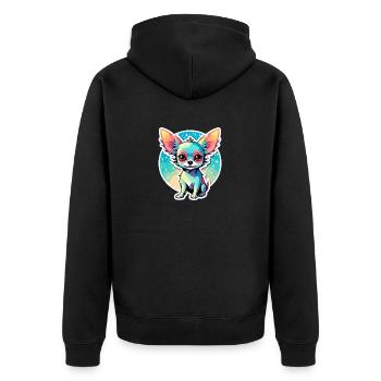 Chihuahua Dog Drawing - Unisex Premium Organic Zip Hoodie - black - Back - Nico (187cm)