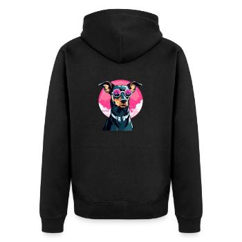 Doberman Dog Drawing - Unisex Premium Organic Zip Hoodie - black - Back - Nico (187cm)