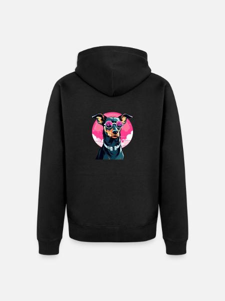 Doberman Dog Drawing - Unisex Premium Organic Zip Hoodie - black