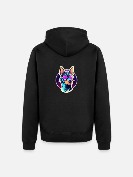 Doberman Dog Drawing - Unisex Premium Organic Zip Hoodie - black