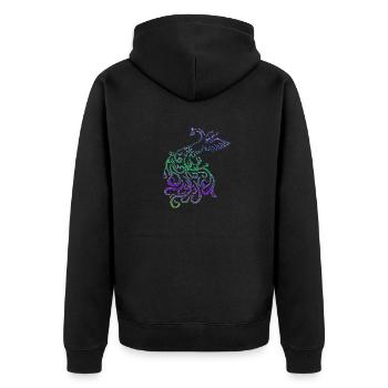 pfau tribalregenbogen elegant geschenk vogel fun - Unisex Premium Bio Zip Hoodie - Schwarz - Hinten - Nico (187cm)