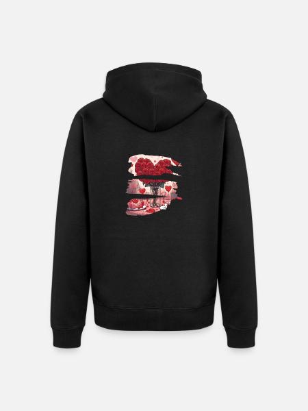 Romantic Dinner Red Love Hearts - Unisex Premium Organic Zip Hoodie - black