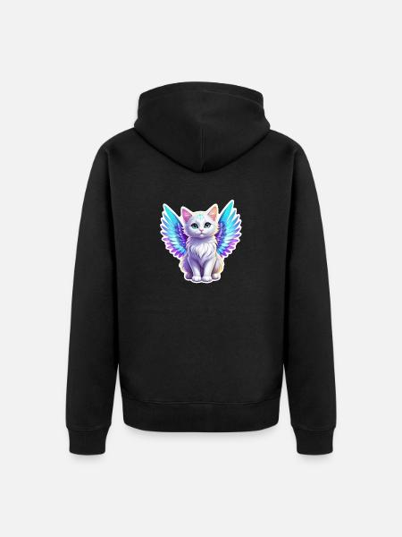 Cat with Wings - Unisex Premium Organic Zip Hoodie - black