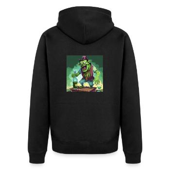 Drunkenstein's Monster lustiges Wortspiel - Unisex Premium Bio Zip Hoodie - Schwarz - Hinten - Nico (187cm)
