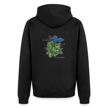 vogel pfau art deco simpel spruch lustig funken - Unisex Premium Bio Zip Hoodie - Schwarz - Hinten - Nico (187cm)