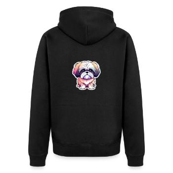 Dessin de chien Shih Tzu - Veste à capuche bio Premium Unisexe - noir - Dos - Nico (187cm)