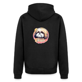Dessin de chien Shih Tzu - Veste à capuche bio Premium Unisexe - noir - Dos - Nico (187cm)