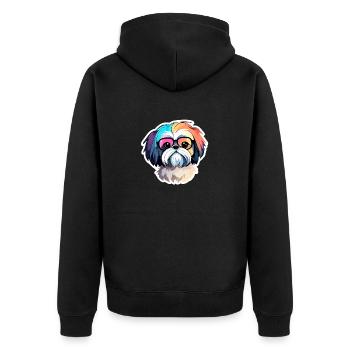 Dessin de chien Shih Tzu - Veste à capuche bio Premium Unisexe - noir - Dos - Nico (187cm)