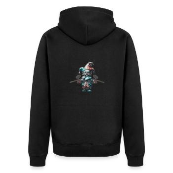 Embroydyred Paintball Horror Narr Print - Unisex Premium Bio Zip Hoodie - Schwarz - Hinten - Nico (187cm)