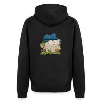 Elefant - Unisex Premium Bio Zip Hoodie - Schwarz - Hinten - Nico (187cm)