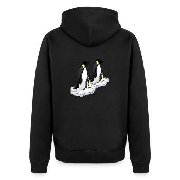 Pinguine - Unisex Premium Bio Zip Hoodie - Schwarz - Hinten - Nico (187cm)