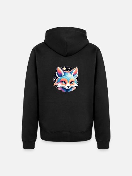 Fox Drawing - Unisex Premium Organic Zip Hoodie - black