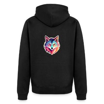 Dessin de loup - Veste à capuche bio Premium Unisexe - noir - Dos - Nico (187cm)