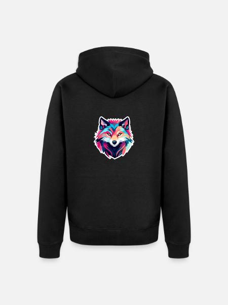 Wolf Drawing - Unisex Premium Organic Zip Hoodie - black