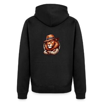 Dessin animé de lion - Veste à capuche bio Premium Unisexe - noir - Dos - Nico (187cm)