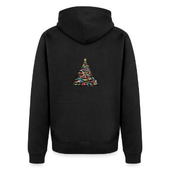 Colorful Christmas Tree Decorated Fir - Unisex Premium Organic Zip Hoodie - black - Back - Nico (187cm)