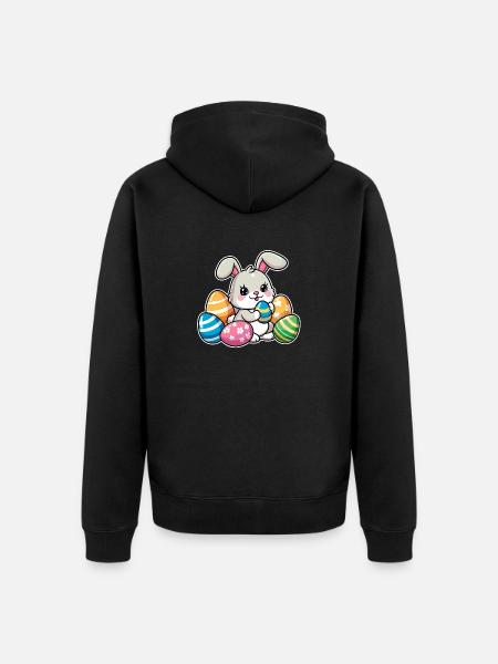 Big Egg Bunny - Unisex Premium Organic Zip Hoodie - black