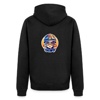 Feuerwehrfrau Zeichnung - Unisex Premium Bio Zip Hoodie - Schwarz - Hinten - Nico (187cm)