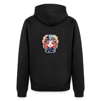 Feuerwehrfrau Zeichnung - Unisex Premium Bio Zip Hoodie - Schwarz - Hinten - Nico (187cm)