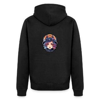 Feuerwehrfrau Zeichnung - Unisex Premium Bio Zip Hoodie - Schwarz - Hinten - Nico (187cm)