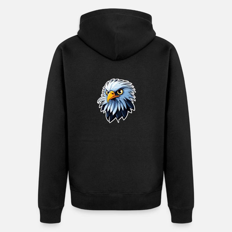 Dessin d’oiseau aigle - Veste à capuche bio Premium Unisexe - noir