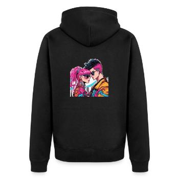 Y2K Fashion - Unisex Premium Organic Zip Hoodie - black - Back - Nico (187cm)