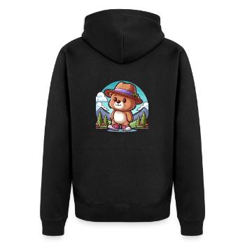 Süßer Bär mit Hut - Unisex Premium Bio Zip Hoodie - Schwarz - Hinten - Nico (187cm)