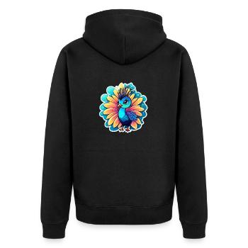 Peacock Bird Drawing - Unisex Premium Organic Zip Hoodie - black - Back - Nico (187cm)