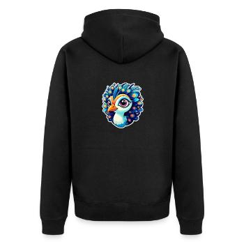 Peacock Bird Drawing - Unisex Premium Organic Zip Hoodie - black - Back - Nico (187cm)
