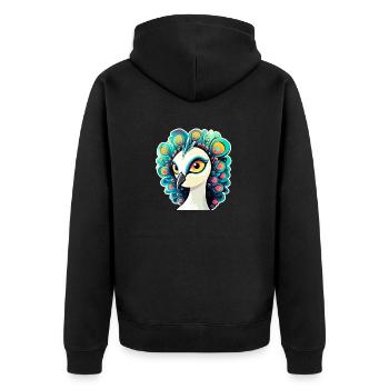 Peacock Bird Drawing - Unisex Premium Organic Zip Hoodie - black - Back - Nico (187cm)