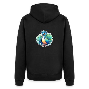 Peacock Bird Drawing - Unisex Premium Organic Zip Hoodie - black - Back - Nico (187cm)