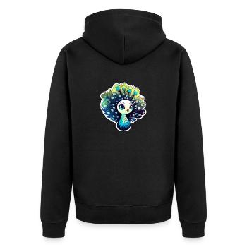 Peacock Bird Drawing - Unisex Premium Organic Zip Hoodie - black - Back - Nico (187cm)